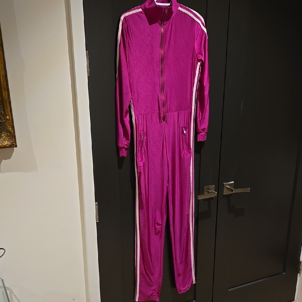 Pink Tracksuit with White Stripes